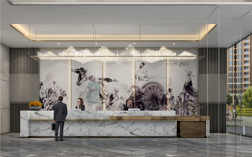 駐馬店平輿華鼎開元大酒店大堂接待臺設(shè)計方案